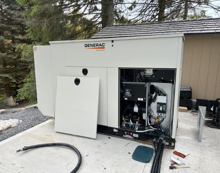 Electrical connections and controls for standby generator