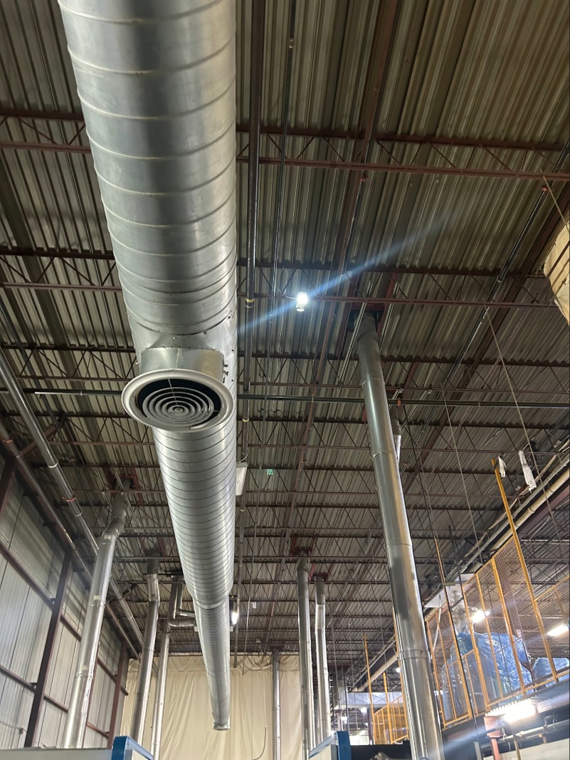 Main ductwork installation in commercial building